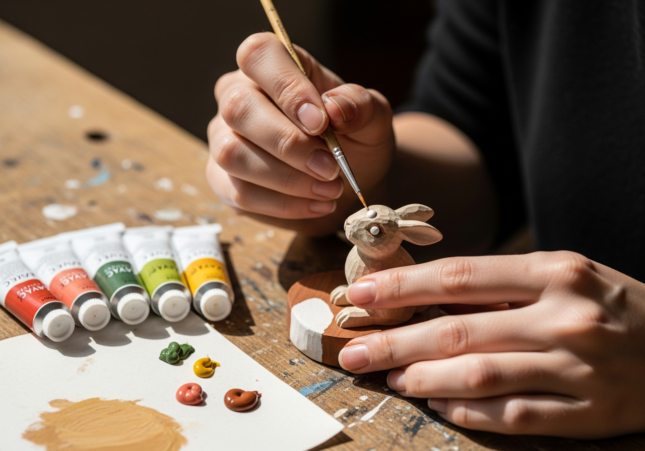Роспись деревянной игрушки кистью